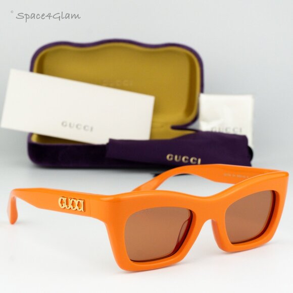 Gucci Women Sunglasses Orange Brown Cat Eye GG1773S 004 BRAND NEW - Picture 1 of 8